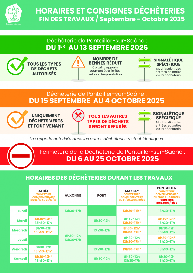 horaires de déchèterie